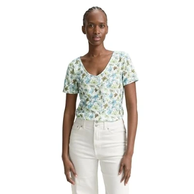 Abbildung von TOM Tailor Denim Printed Button Hemdbluse white/green/blue, Damen, Größe: Medium, White/green/blue