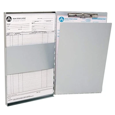 Abbildung von Westcott E 17004 00 Formularhalter Box aus Aluminium, DIN A4, innenliegender Klemmhalter, seitlich öffnend