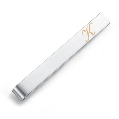Abbildung von HONEY BEAR 5.4cm Herren Briefe Initialen Krawattennadel Krawattenklammer für Normale Krawatte Edelstahl Tie Clip，Gebürstetes Silber (K)
