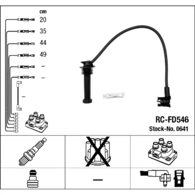 Abbildung von NGK 0641 Zündkabelsatz 4 FORD: ESCORT 5 Cabriolet, 2