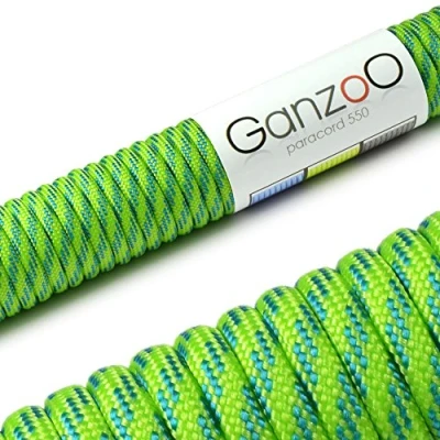 Abbildung von Ganzoo Paracord 550 Seil 4mm Outdoor Schnur / 30 Meter/Typ 3 Nylon &amp; Polyester/ 7 Innenstränge/Allzweckseil für Hundehalsband/Hundeleine Knüpfen/Camping Survival/Grün Blau