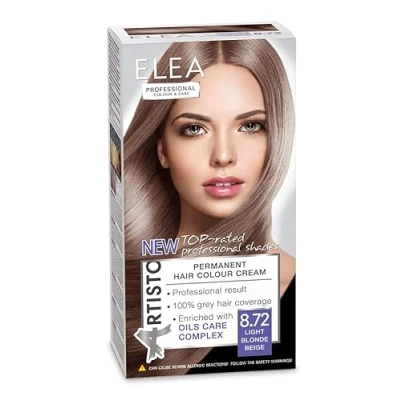 Abbildung von Elea professional Permanente Haarfarbe Artisto № 8.72 hellblond beige 123ml professionelles Ergebnis 100 % Grauhaarabdeckung Angereichert mit Pflegekomplexen aus Ölen