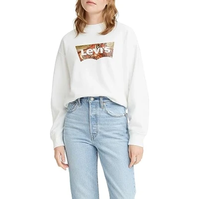 Abbildung von Levi&#039;s Damen Graphic Standard Crewneck Pullover Sweatshirt, Batwing Tiger Bright White, S