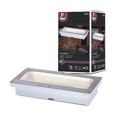 Abbildung von Paulmann 94337 LED Außenleuchte Bodeneinbauleuchte Brick mit Bewegungsmelder IP68 200x100mm eckig incl. 1x1,6 Watt Alu, Grau Metall, Edelstahl 3000 K