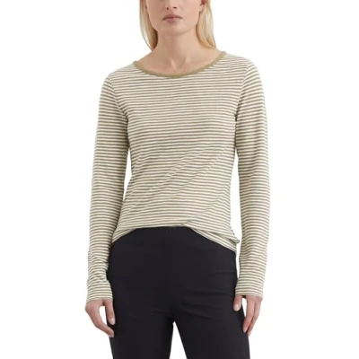 Abbildung von Marc O&#039;Polo LONG Sleeve Round NECK Striped Langarmshirt, Damen, Größe: XS, Beige