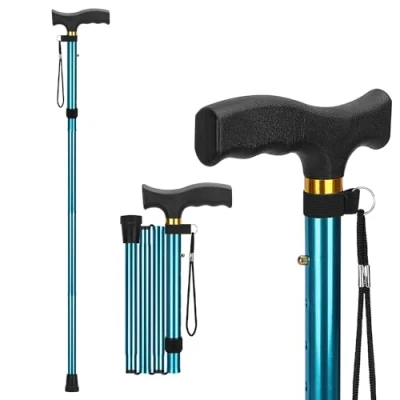Abbildung von supregear Faltbarer Gehstock Klappbar, Höhenverstellbarer Spazierstock, Flexibler Leichter Reisestock, Zusammenklappbare Gehhilfe zur Balance, für Männer und Frauen, Lila Blumen