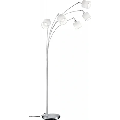 Abbildung von Stehlampe Tommy, nickel/weiß, Höhe 200 cm, 5 flg., Stoff