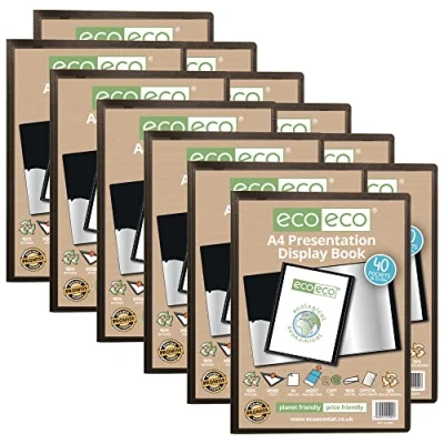 Abbildung von eco A4 50% Recycelt 40 Taschen Schwarz Farbe Päsentationsdisplay Book (Packung mit 12)