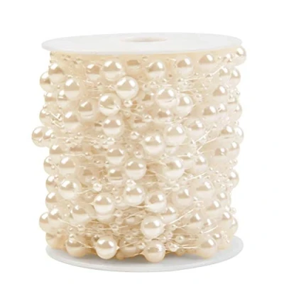 Abbildung von BUYGOO 30m Perlengirlande Perlenkette Deko Angelschnur Perlenband Künstliche perlen Girlande Christbaumkette Perlendraht Perlenschnur für DIY Handwerk Haarschmuck Tischdeko Hochzeits Partydeko