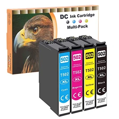 Abbildung von D&amp;C 4x Druckerpatronen Kompatibel für Epson 502 XL Expression Home XP 5100 Series 5105 5115 WorkForce WF 2800 2860 D DWF 2865 1xSchwarz 1xCyan 1xMagenta 1xGelb