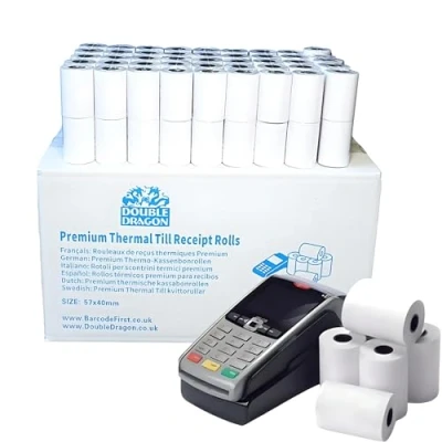 Abbildung von Double Dragon, 57 x 40 mm Premium Thermopapier Kassenrollen für PDQ Kreditkartenmaschine, POS, EPOS, Kassensystem [Packung mit 400]