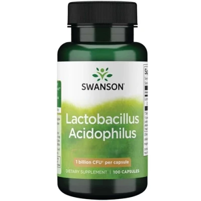 Abbildung von Swanson, Lactobacillus Acidophilus, 1 Milliarde Bakterienkulturen, 100 Kapseln, Laborgeprüft, Sojafrei, Glutenfrei, Ohne Gentechnik