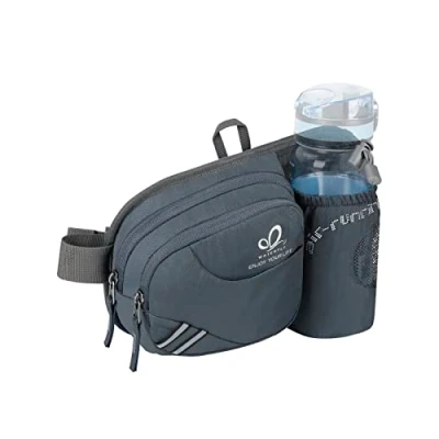 Abbildung von WATERFLY Gürteltasche Bauchtasche mit Flaschenhalter Damen und Herren, Atmungsaktiv Sport Hüfttasche für Laufen Radfahren Camping Klettern Reisen Wandern Joggen Hundetraining