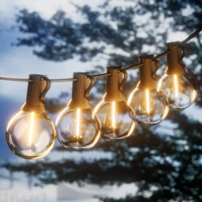 Abbildung von Yuucio Lichterkette LED Außen 30M, Outdoor Glühbirnen Aussen 50+2 G40 Plastik Birnen IP44 Wasserdicht Lichterketten für Garten,Terrasse,Bäume,Party Deko, Warmes Weiß (2X15M)
