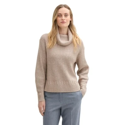 Abbildung von TOM Tailor Rollkragen Strickpullover, Damen, Größe: Small, Cashew beige melange