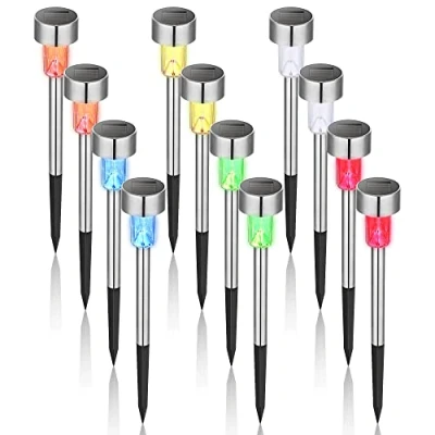 Abbildung von GIGALUMI Solarlampen für außen, Solarleuchten Garten, 12 Stück, wasserdichte Solar Gartenleuchten außen Balkon, Terrasse, Festtage, Wege (6 Farben)