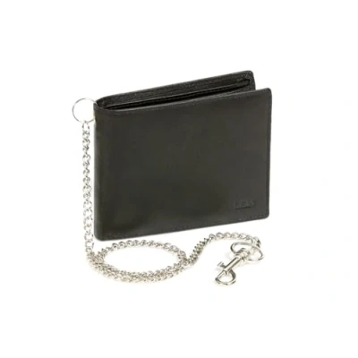 Abbildung von LEAS Bikerscheintasche Bikerbörse Trucker mit Chrom Kette im Querformat Echt Leder, schwarz Chain Series