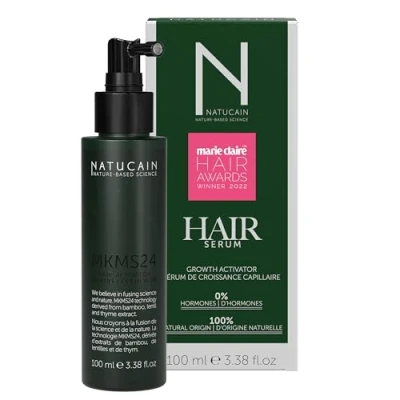 Abbildung von Testsieger Haarserum gegen Haarausfall Natucain Aktiviert Haarwuchs &amp; Anti Hormonfreies Haarwuchsmittel für Frauen und Männer Made in Germany 100 ml