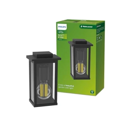 Abbildung von Philips Outdoor Mirth Wandleuchte eckig, max. 25W, exkl. Leuchtmittel, IP44 wetterfest, schwarz