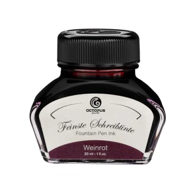 Abbildung von Octopus Fluids Füllhaltertinte, Schreibtinte für Füllhalter und Glasfedern, Kalligrafietinte, Füllertinte Weinrot, 30 ml im Tintenfass