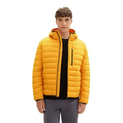 Abbildung von TOM TAILOR Denim Herren 1041340 Lightweight Steppjacke mit Kapuze, 35659 Classic Orange, S