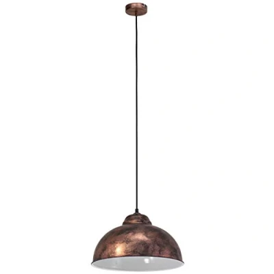 Abbildung von Eglo 49248 Hängeleuchte TRURO 2 Stahl kupferfarben antik E27 1X40W H:110cm Ø37cm dimmbar