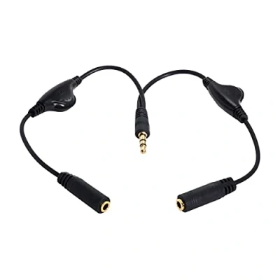 Abbildung von chenyang 3,5 mm Stereo Stecker, Doppel Buchse Audio Kopfhörer Y Splitter Kabel mit Lautstärkeregler Schalter