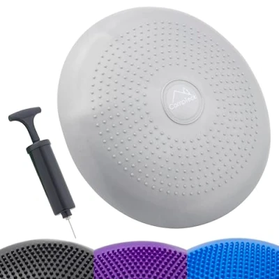 Abbildung von CampTeck U7293 Luftkissen Sitzen Aufblasbar Ballsitzkissen Balance Kissen (32cm) mit Handpumpe für Fitness, Geschicklichkeit, Rückentraining, Yoga, Bequemes Grau