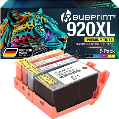 Abbildung von Bubprint 4 Druckerpatronen kompatibel als Ersatz für HP 920 XL 920XL OfficeJet 6000 6500 6500A Plus 7000 Special Edition 7500A Wireless Schwarz Cyan Magenta Gelb Multipack