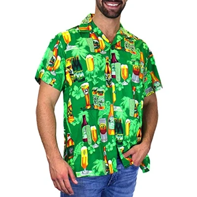 Abbildung von V.H.O. Funky Hawaii Hemd, Herren, Kurzarm, Beerbottle, Grün, M