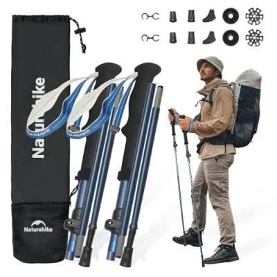 Abbildung von Naturehike Wanderstöcke 7075 Aluminium Trekkingstöcke Ultraleicht Faltbar 115 135CM Walking Stöcke für Damen &amp; Herren Hiking/Camping/Mountaining
