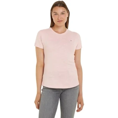 Abbildung von Tommy Hilfiger Damen T Shirt Kurzarm 1985 Slub Slim Fit, Rosa (Whimsy Pink), XXXL