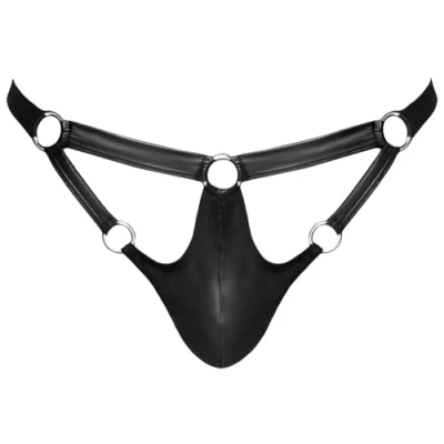 Abbildung von Orion Herren String sexy Jock Strap Slip für Männer, mit 5 dekorativen Ringe, hoher, Matt Look, schwarz