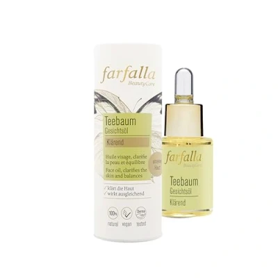 Abbildung von farfalla Teebaum Gesichtsöl 15ml Klärt &amp; Beruhigt Gesichtsfluid für Unreine Haut mit Teebaumöl Traubenkernöl 100% zertifizierte Naturkosmetik