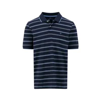 Abbildung von Fynch Hatton Stripe Poloshirt, Herren, Größe: 4XL, Navy