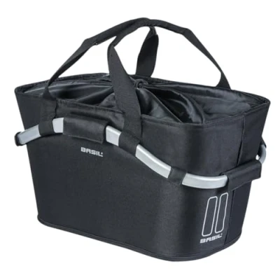 Abbildung von Basil Classic Carry All HR Hinterradkorb MIK, Schwarz abschließbares MIK System inkl., 22 Liter Volumen, wetterfest und stilvoll, ideal für den täglichen Gebrauch