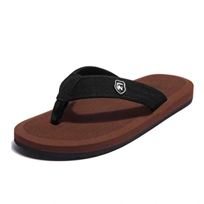 Abbildung von NewDenBer Flip Flops Herren Zehentrenner Beach Pool Sandalen (45 EU, Braun/Schwarz)