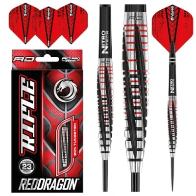 Abbildung von RED DRAGON Rifle 23 Gramm Premium Wolfram Steeltip Dart Set mit Flights und Schäften