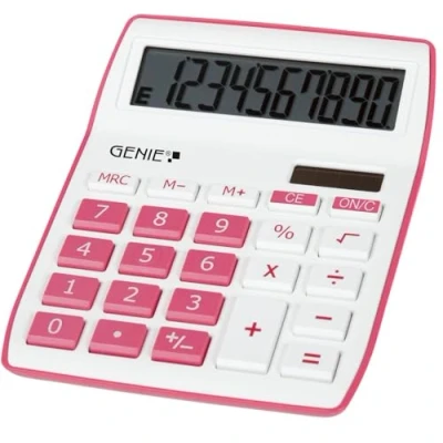 Abbildung von GENIE 840P Tischrechner, Dual Power, Solarund Batterie, Kompaktes Design, Pink