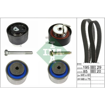Abbildung von INA 530 0764 10 Zahnriemensatz 195 LAND ROVER: Discovery 3, Range Rover Sport, 4, PEUGEOT: 407 Saloon
