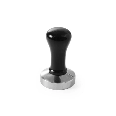 Abbildung von HENDI Kaffee Tamper ø 5,8 x 9,5 cm aus Edelstahl mit Holz Griff in schwarz Feder, Gastro Stampfer
