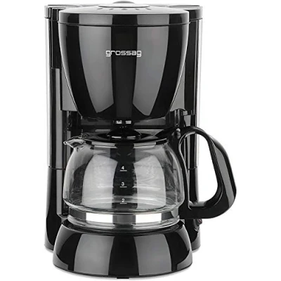 Abbildung von grossag Filter Kaffeeautomat mit Glaskanne KA 12.17 0,6 Liter für 4 Tassen Kaffee 600 Watt Schwarz Edelstahl