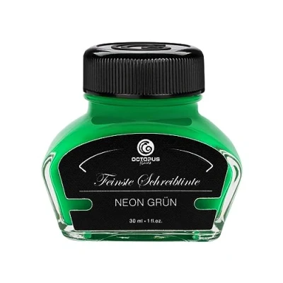 Abbildung von OCTOPUS Textmarkertinte für Füller, fluoreszierende Neontinte Füllhalter zum Schreiben und Markieren, Leuchttinte, Neon Grün, 30 ml