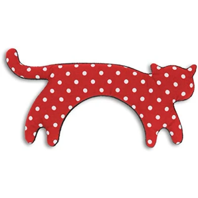 Abbildung von LESCHI Wärmekissen Körnerkissen für Mikrowelle Tier Katze Polka rot anschmiegsames Nackenkissen mit Bio Weizen ideal als Wärmespender im Winter und bei Verspannungen an Nacken Schulter Hals