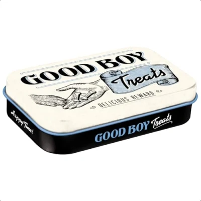Abbildung von Nostalgic Art Retro Leckerlidose, Good Boy Treats Geschenk Idee für Hunde Besitzer, Hundeleckerli Dose, Vintage Design, 6 x 9,5 2 cm
