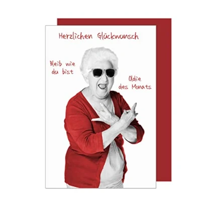 Abbildung von Edition Seidel Premium Geburtstagskarte mit Umschlag. Glückwunschkarte Grusskarte Billet Geburtstag Karte Happy Birthday Oma Frau Oldie Humor lustig (G874 SW023)
