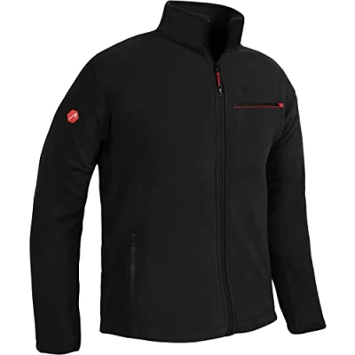 Abbildung von ACE Fleece Jacke warme Outdoor für Männer Herren ohne Kapuze Reißverschluss &amp; DREI Taschen Schwarz L