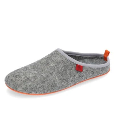 Abbildung von Andres Machado Dynamic Unisex Hausschuh aus Naturwolle und Feinfilz mit anatomischer Sohle Made in Spain .EU 37 bis 47, Grau/Orange, 47 EU
