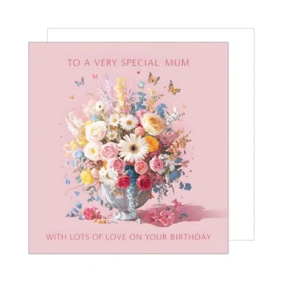 Abbildung von Edition Seidel Premium quadratische Geburtstagskarte mit Umschlag. Glückwunschkarte Happy Birthday Billet Karte für Mutter Mama Frau Blumen Schmetterlinge (GQ330 SW024)