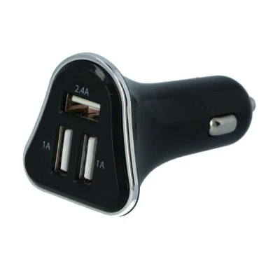 Abbildung von CARPOINT 0517075 KFZ Ladekabel für Handys 12 / 24 3 USB schwarz